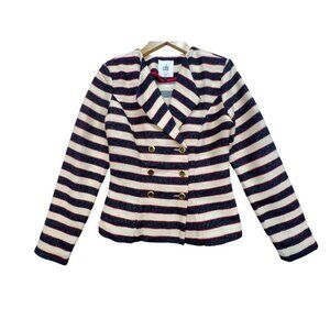 Cabi Womens Love Carol Cruise Blazer Jacket Size 0 Navy Striped Double-Breasted